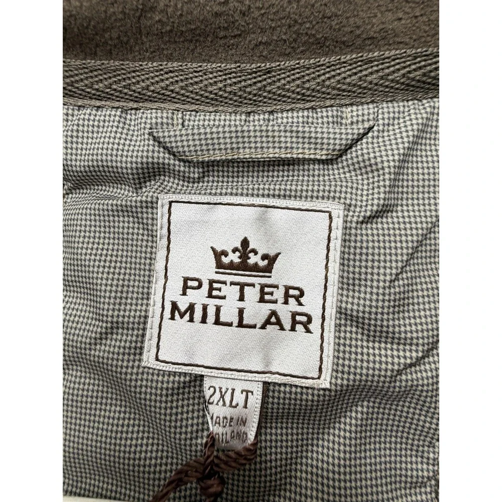 Peter Millar Vest Mens 2XLT Brown Quilted Full Zip Fleece Lined MF13Z13DX
